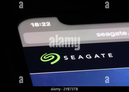 close up Seagate Technology company brand logo on official website. Stock Photo