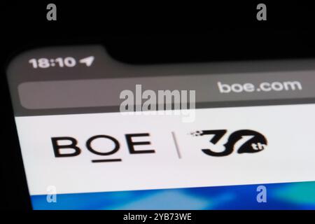 close up BOE Technology brand logo on official website. Chinese electronic components producer Stock Photo