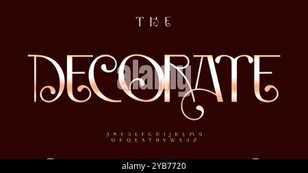Decorative serif alphabet, luxurious elegant font, artistic logo type, stylish headline typography, refined upscale design. Ornamental font with Stock Vector