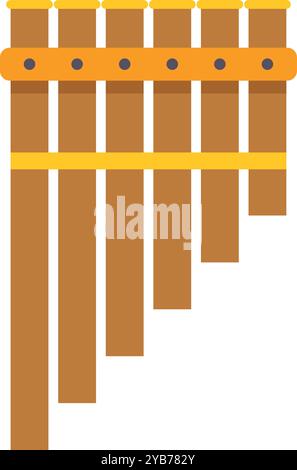 Pan flute color icon. Wooden ethnic instrument Stock Vector