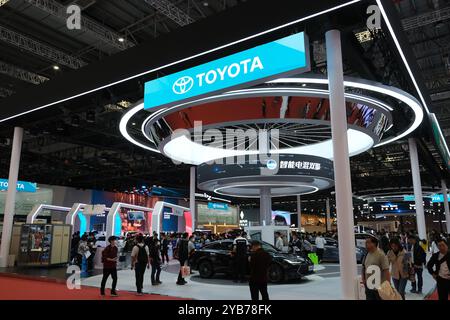 Shanghai,China-April 22nd 2023: Toyota Motor booth at Shanghai auto show (Shanghai International Automobile Industry Exhibition) Stock Photo