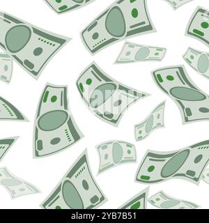 Falling dollar bills seamless pattern. Wealth background Stock Vector