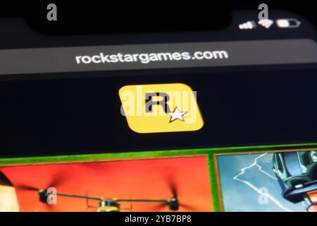 Rockstar Games brand logo on official website.American video game publisher Stock Photo