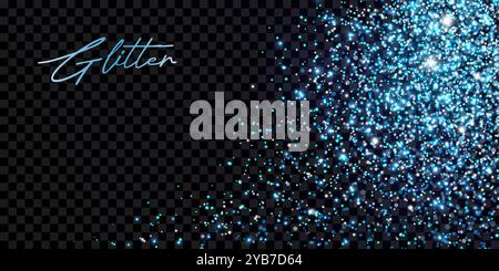 Blue glittering dust with light effect and stars. Stock Vector