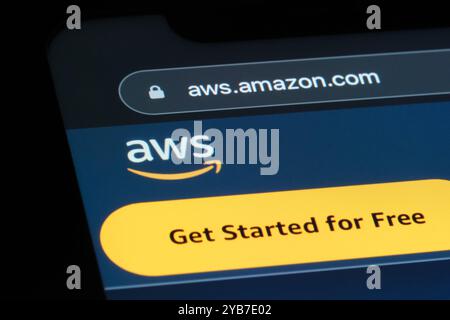 Amazon Web Services (AWS) company brand logo on official website Stock Photo
