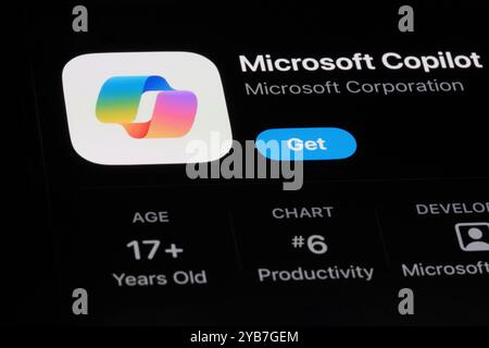 Microsoft Copilot app icon. AI chatbot application by Microsoft Stock Photo