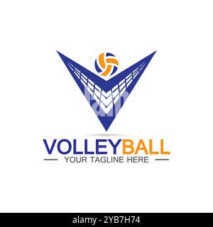 Volleyball logo icon design vector template, Modern design, isolated on white background, can use for Volleyball Championship Logo Stock Vector