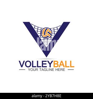 Volleyball logo icon design vector template, Modern design, isolated on white background, can use for Volleyball Championship Logo Stock Vector
