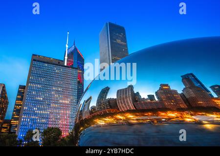 Chicago skyscrapers skyline evening view, state of Illinois, USA Stock Photo