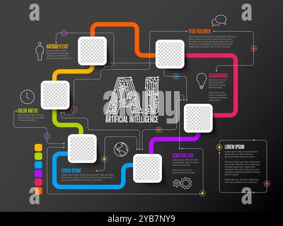 Artificial inteligence conceptual infographic template in fresh modern style with place for your text and photo content. AI artificial inteligence inf Stock Vector