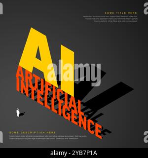 Artificial inteligence conceptual illustration in fresh modern style with place for your content. AI artificial inteligence banner header social media Stock Vector