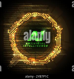 Artificial inteligence conceptual ilustration in fresh modern style with place for your content. AI artificial inteligence banner header social media Stock Vector