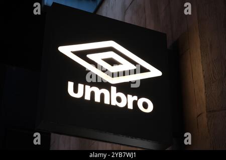 Jeju, South Korea-May 23rd 2024: Umbro company store brand logo sign Stock Photo