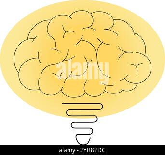 line drawing of the brain. Brain lamp. Stock Vector