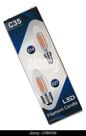 Akynite LED filament candle lightbulb light bulb isolated on white background Stock Photo