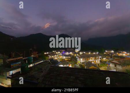 Ghandruk, Nepal November 11 2023: the gurung village in ghandruk is surround by snow mountain in the poonhill trekking route Stock Photo