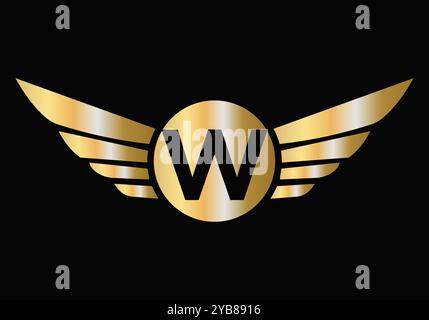 Letter W Transportation Logo Design. Wing Symbol For Freight Sign Stock Vector