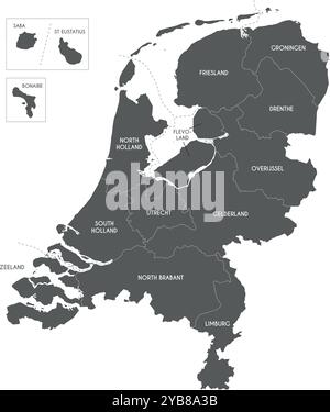 Colorful Netherlands political map with clearly labeled, separated ...