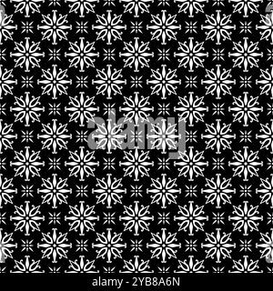 Pattern Flowers Geometric Black and White Color. Tile Pattern Stock Vector