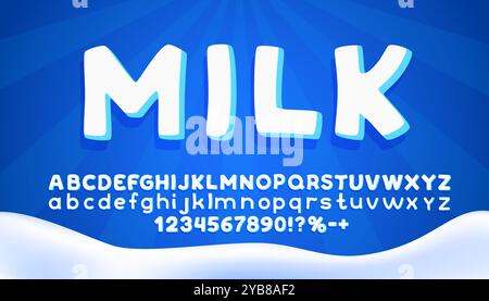 Milk font set collection, letters and numbers symbol. Vector Stock Vector