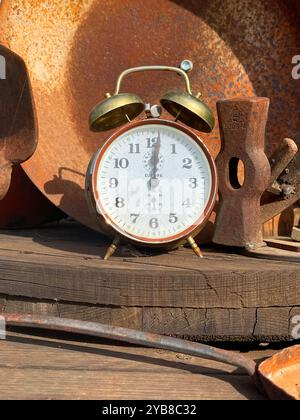 Old alarm clock. Stock Photo