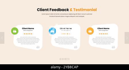 Simple modern feedback and testimonial section design for web interface Stock Vector