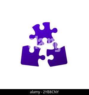 puzzle pieces icon on white Stock Vector