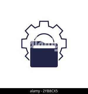 file management icon with a folder and gear Stock Vector