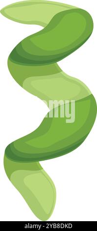 Green abstract shape twisting and turning on a white background Stock Vector