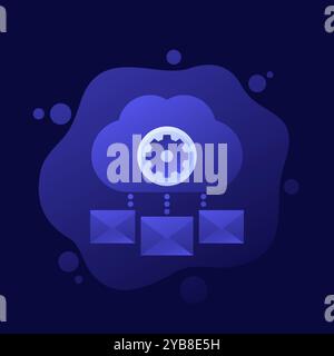 email automation, SaaS platform icon with cloud Stock Vector