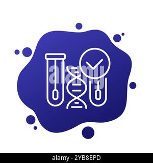 dna swab tests icon with a check mark, line vector Stock Vector