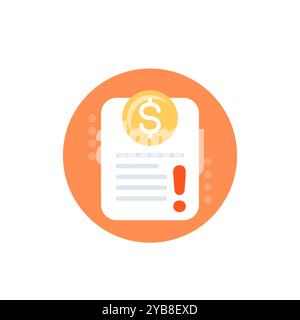 Invoice payment error icon, flat vector Stock Vector