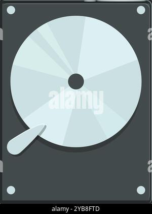 Hard disk drive reading data with head accessing platter for data storage concept Stock Vector
