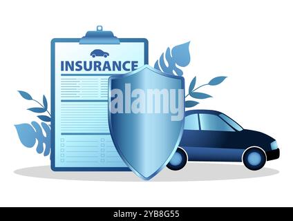 Car Shield Icon, transport insurance symbol. linear vector illustration ...