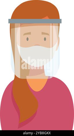 Female doctor wearing protective face mask and shield Stock Vector