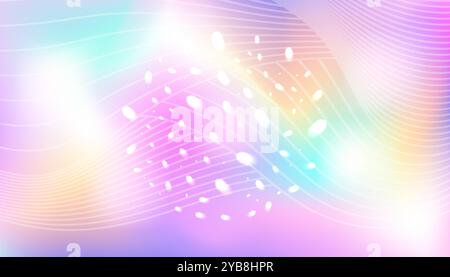 Iridescent rainbow unicorn magic background. Multicolor fantasy wallpaper. Stock vector illustration in abstract realistic style. Stock Vector