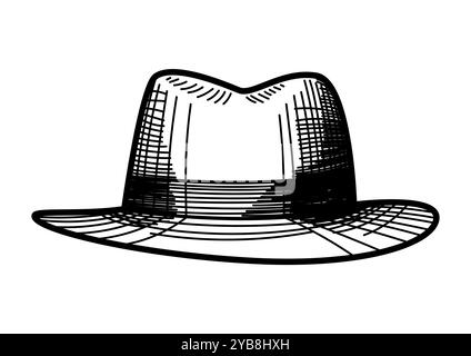 Doodle line art vector illustration of a fedora hat Stock Vector