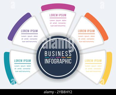 5 Steps Infographic business information 5 objects, steps, elements or options infographic design template Stock Vector