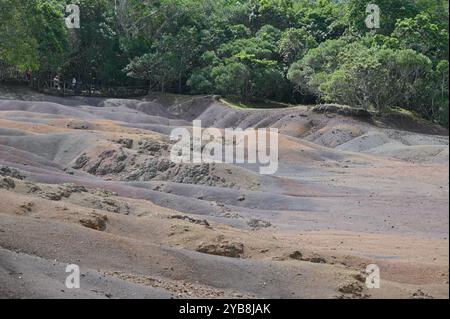 Mauritius Chamarel Colourful sands Chamarel Seven Colored Earth Geopark on a nice day. Stock Photo