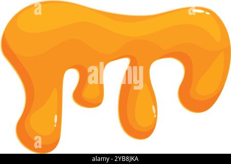 Cartoon illustration of sweet honey flowing down on white background Stock Vector