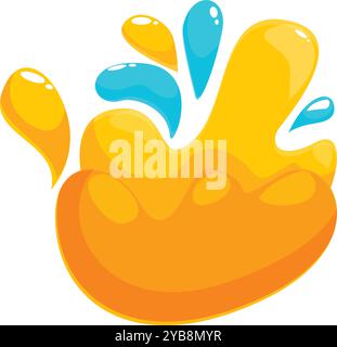 Abstract illustration featuring a dynamic flow of colorful liquid splashing Stock Vector