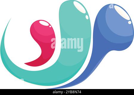 Three colorful abstract liquid shapes are forming a dynamic wave design Stock Vector