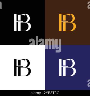 FB letter Mark monogram Logo Design with four Colours Stock Vector