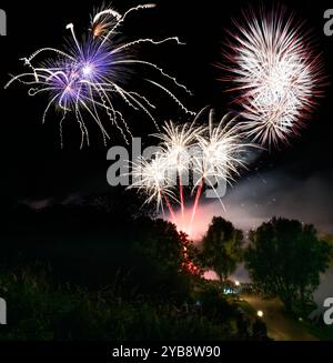 Firework display on the night sky at a festival Stock Photo