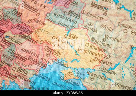 Part of the globe showing the country of Ukraine Stock Photo