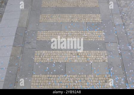 granite and limestone zebra crossing (Portugal) Stock Photo