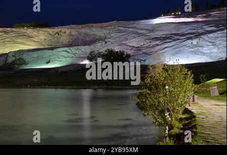 Pamukkale Travertines, located in Denizli, Turkey, is a very important tourism region. Stock Photo