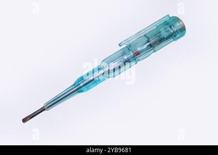 Electrical tester screwdriver isolated on white background. Stock Photo
