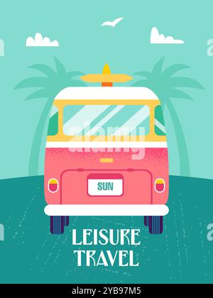 Leisure Travel Van Tropical Stock Vector