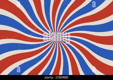 Vintage Red Blue American US Grunge Retro Rays Background Stock Vector